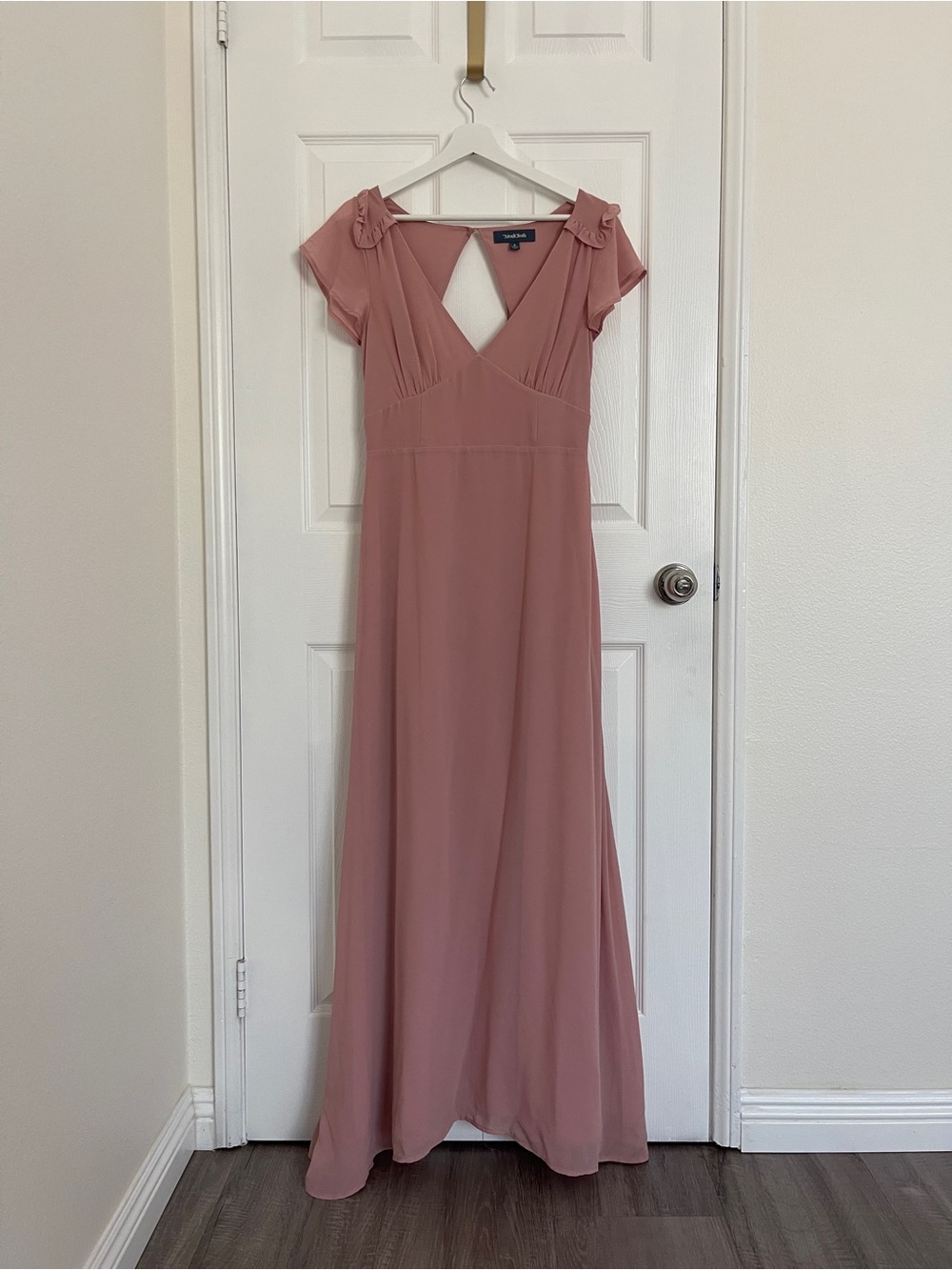 Modcloth Mauve V-Neck Cap Sleeve Prom Gown